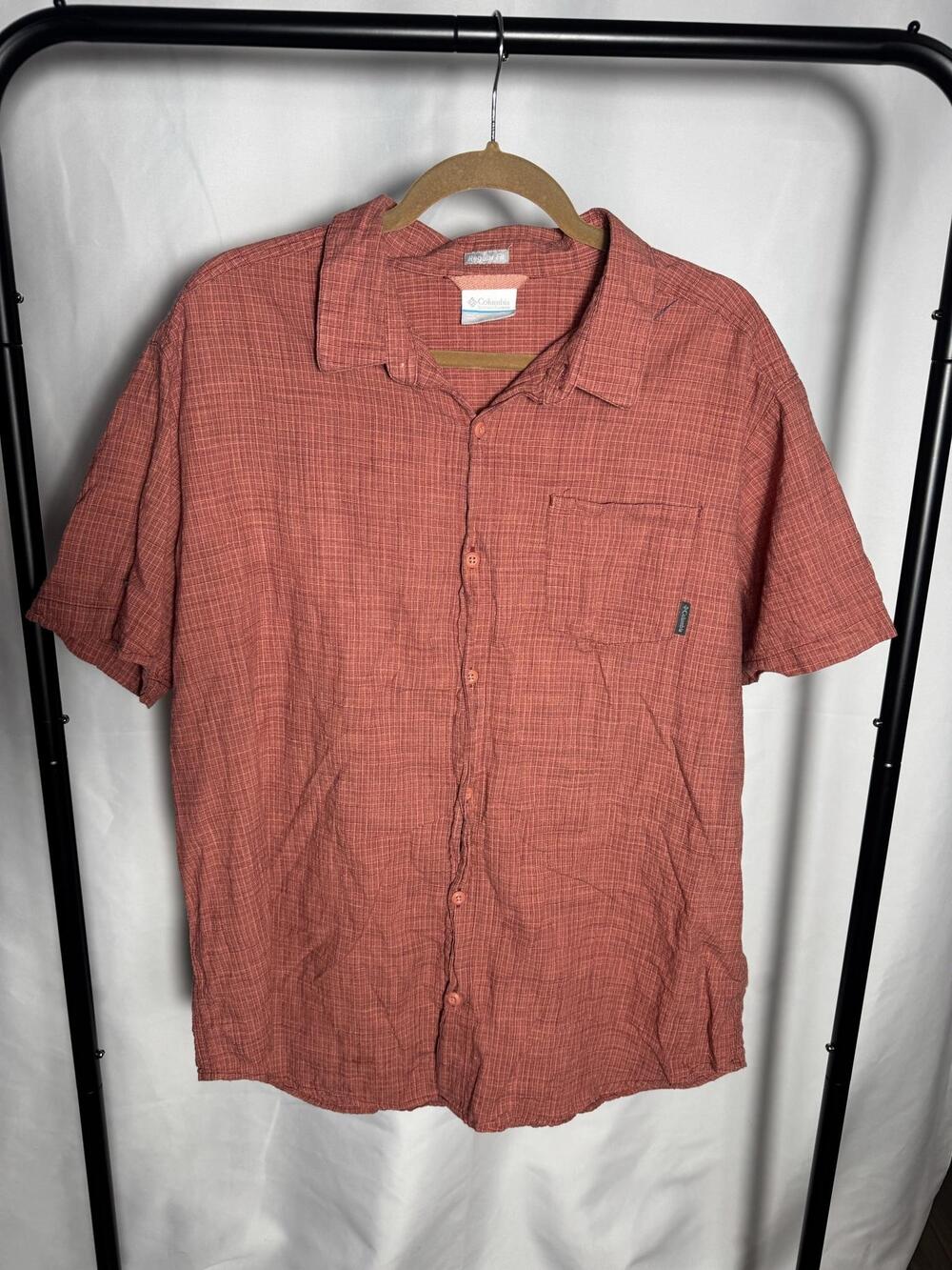 Columbia Shirt Mens XL Red Check Short Sleeve Button Up Casual Outdoor